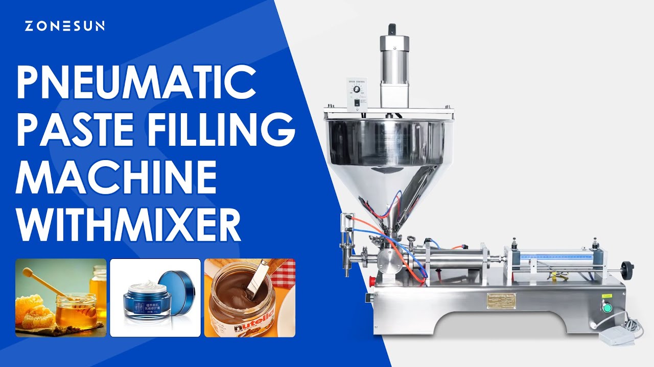 ZONESUN ZS-GTJ Pneumatic Paste Filling Machine with Mixer & Hopper