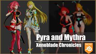 Pyra and Mythra in Blender