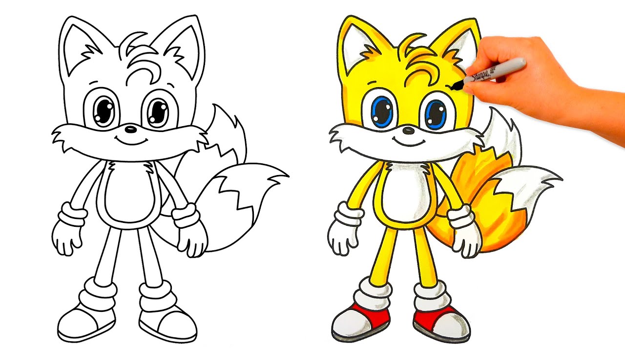 Como colorir TAILS amigo de SONIC 