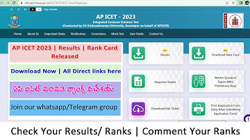AP ICET 2023 RESULTS  RELEASED 2023 JUNE 15 | #icet #icet2023
