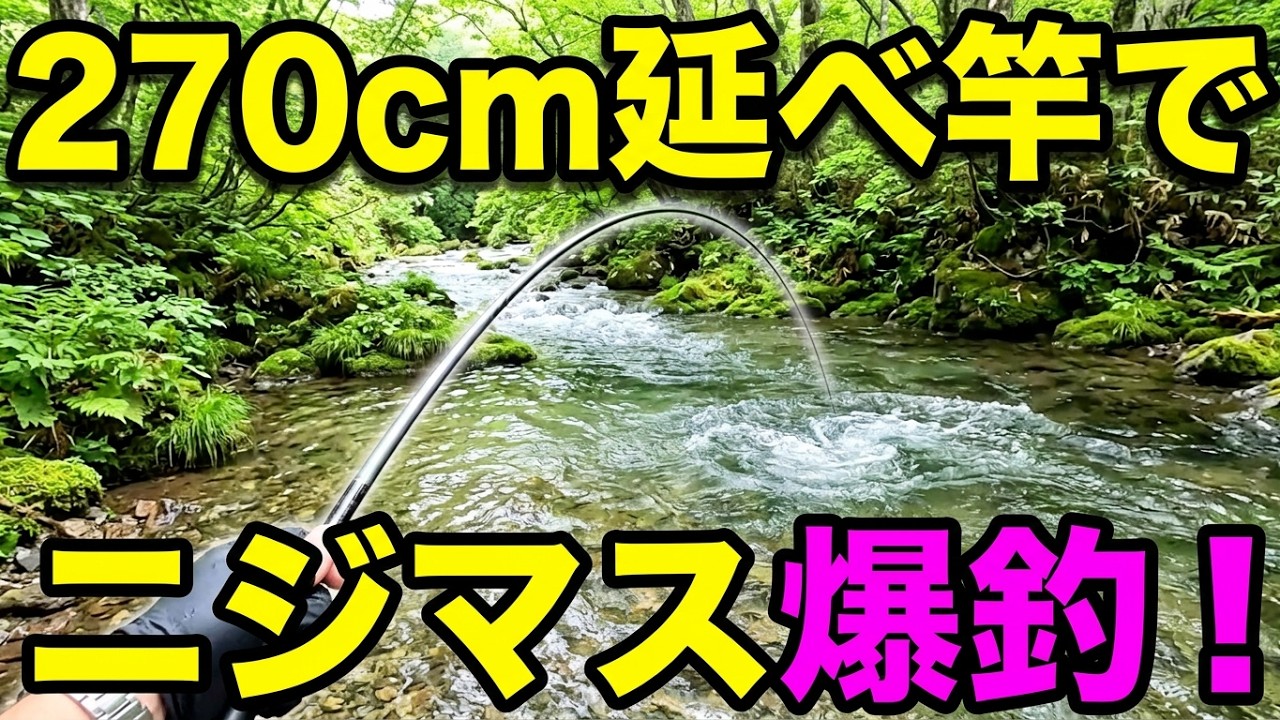 初心者必見！】狭い川ほど威力を発揮！270cm延べ竿でニジマス爆釣 in