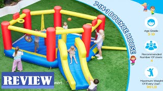 Yaheetech Inflatable Bounce House Review! 7-in-1 Bouncy Castle Combo