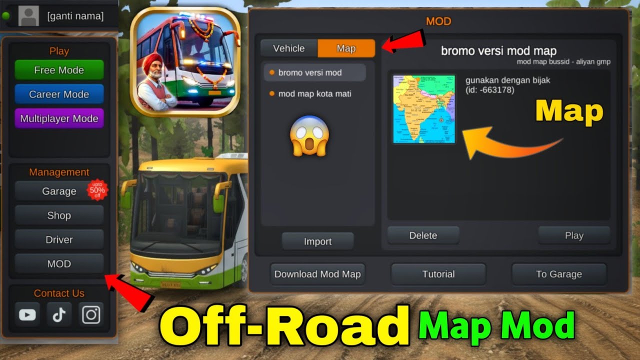 Bus Simulator India Game Offroad MAP Mod Kaise Add Kar Le | Bus ...