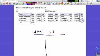 April 10th Lecture Video- Dot Plots and Stem and Leaf Plots (Bootcamp 1 and 2)