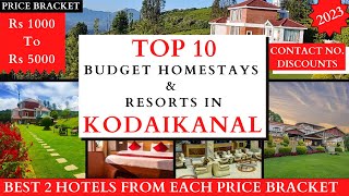 TOP 10 Resorts In KODAIKANAL | Rs 1000 To 5000 | Cheap And Best Budget Hotels | 2023