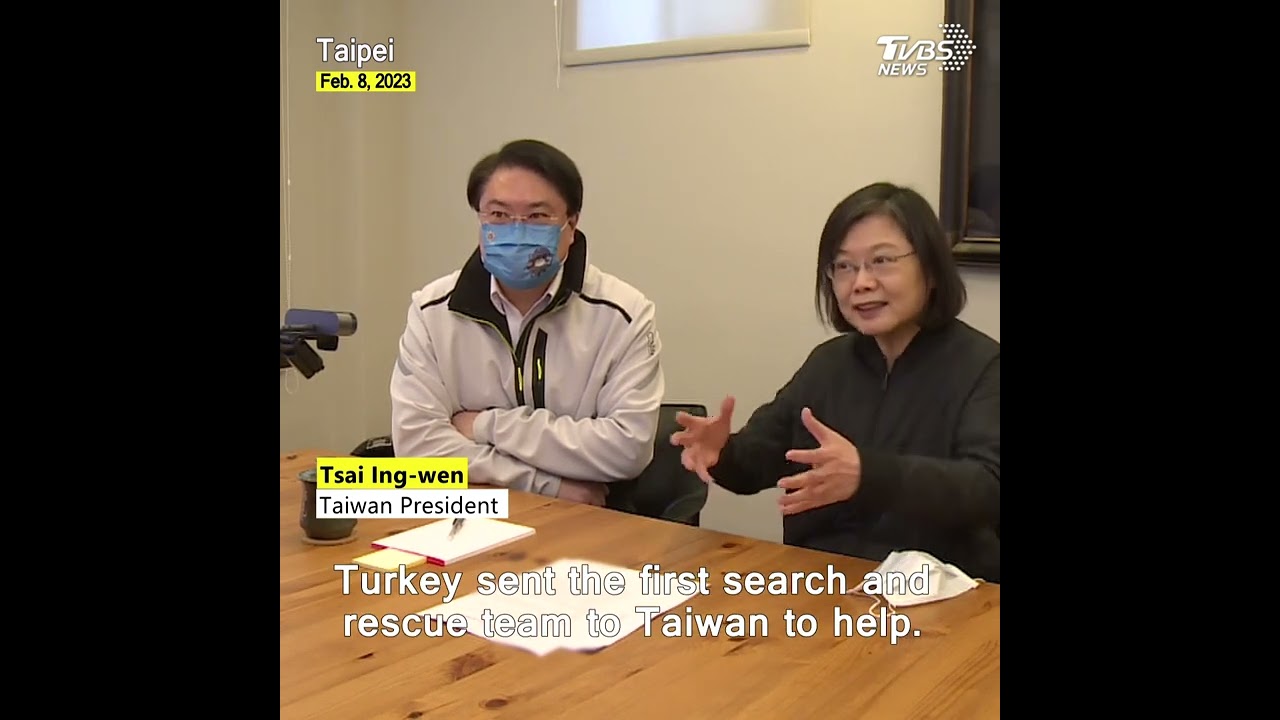 Taiwan President Tsai Ing-wen checks on team of searchers and rescuers in Turkey #shorts @tvbsfocus