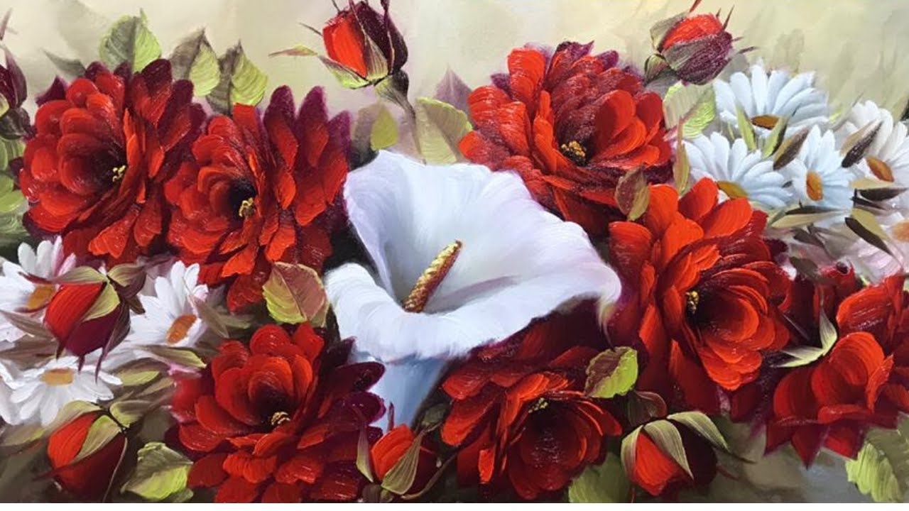 Como Pintar Rosas vermelhas e copos de leite, 07/07/2020 - LIVE do Duarts