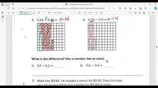 reveal math grade 5  lesson 4_5 represent subtraction of decimals