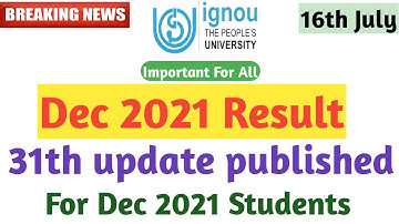 IGNOU results update 2022 December 2021 Result update 31th update published
