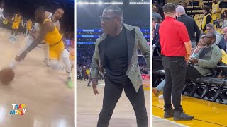 Shannon Sharpe fired up courtside after Lebron James scores on D Brooks as Lakers beat Grizzlies