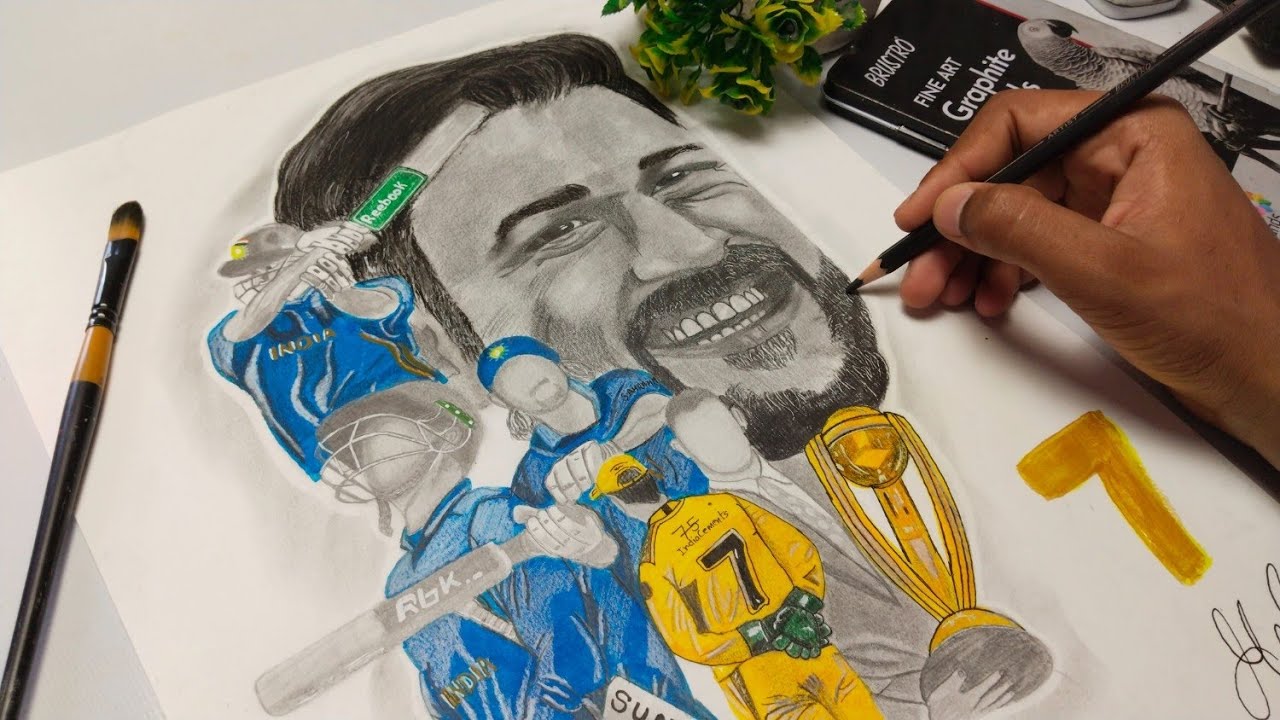 Mahendra Singh Dhoni's Memories Drawing, Shading Tutorial 😍,Part 2