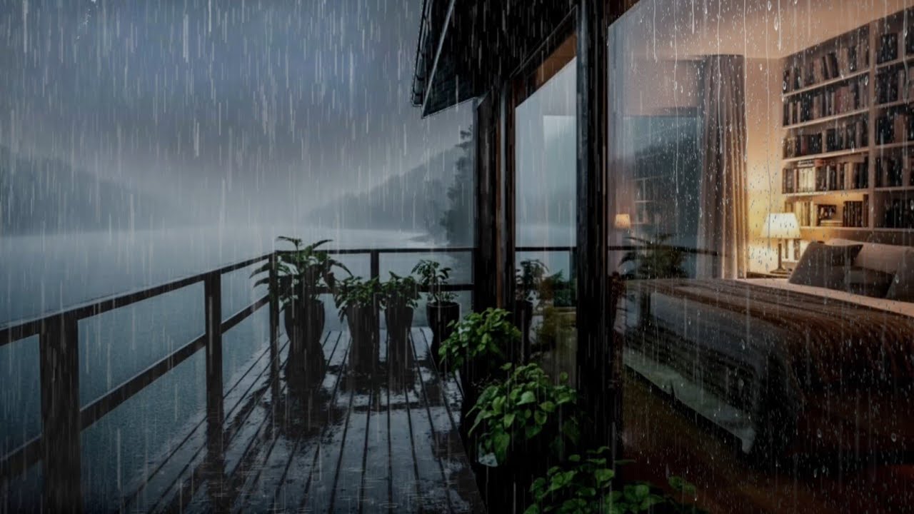 Cozy Lakeside Cabin Rain Sounds 🌧️ Gentle Rain for Deep Sleep ...