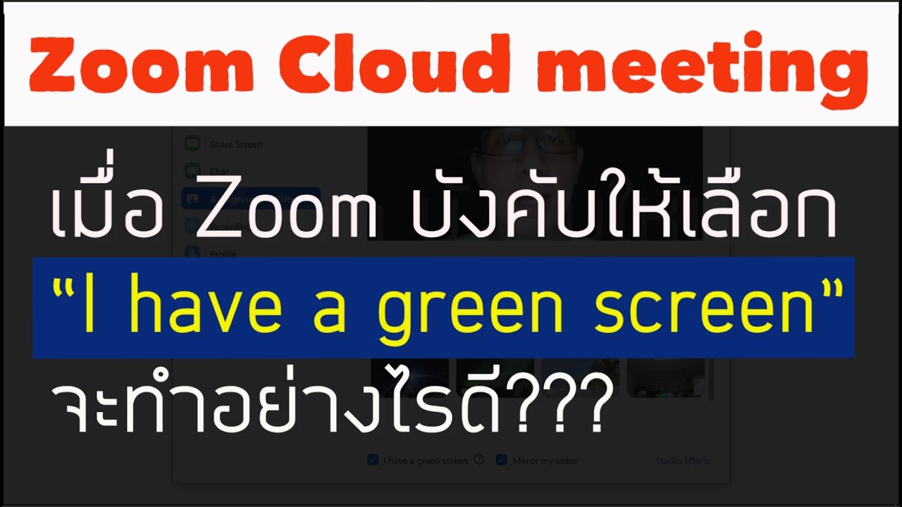 Zoom Cloud Meeting เมื่อ Zoom บังคับให้เลือก "I have green screen" จะ