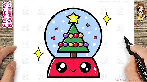 How to Draw a Cute Christmas Tree Snow Globe - Easy Step-by-Step for Kids!
