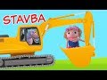 Autá - bager, buldozér, miešačka | Stavba | stavebné stroje pre deti | Hanička a Murko