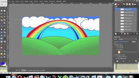 Creating the rainbow Tag using the paths tool (GIMP)