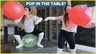 BALLOON SIT TO POP AND BLOW UP IN THE COFFEE TABLE | BALLOON POP | LOONER
