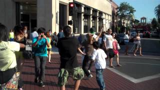 Gangnam Styling Across The Street Gangnam Style Flashmob In La