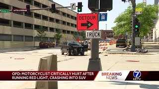 Motorcyclist critically hurt in crash near 14th and Dodge