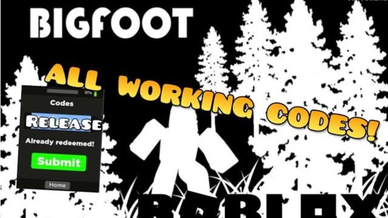All Working Codes For Roblox Bigfoot New Youtube - bigfoot in roblox