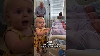 "Mommy... put some back please!" 😂 Toddler's reaction to meeting her 4 new sisters! 👶👶👶