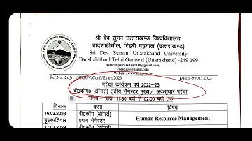 SRI DEV SUMAN UNIVERSIT EXAMINATION DATE SHEET ANNOUNCED FOR BCOM HONS THIRD SEM MAIN ND IMPROVEMENT