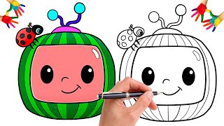 تعليم الرسم | طريقه رسم تلفزيون |رسومات سهله | رسم بطيخ |how to draw Cocomelon drawing cocomelon