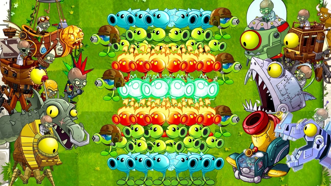 Plants vs Zombies 2 Dr. Zomboss vs All Pea Plants in Battlez Zombot ...