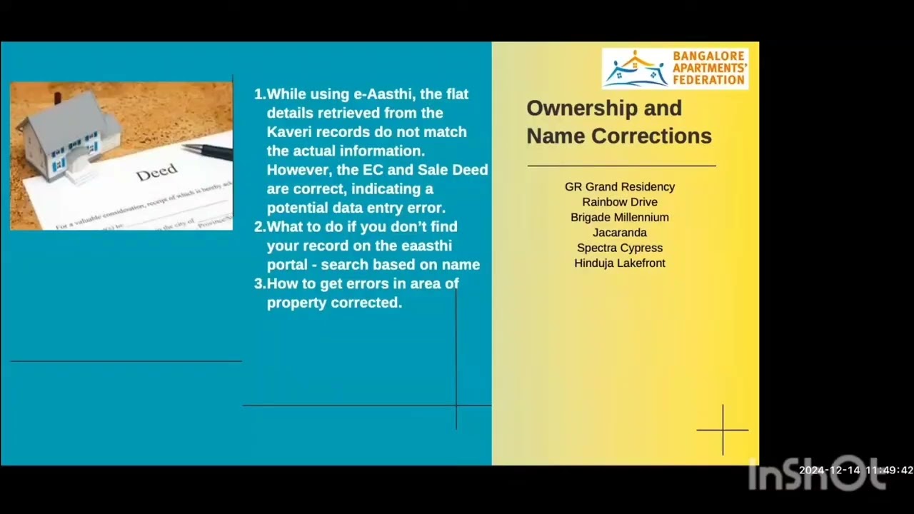 How to correct flat/property area errors when eAasthi data from Kaveri doesn’t match actual records?