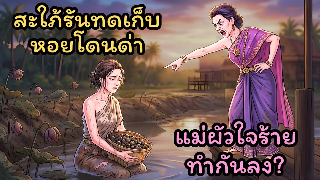แม่ผัวใจร้ายโขกสับลูกสะใภ้ริมคลอง ยอมทนงมหอยหาปูจนตัวสั่น!