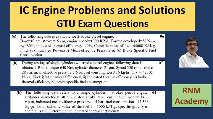 IIC engine problems and solutions |GTU exam paper solution|Performance parameters of an IC engine