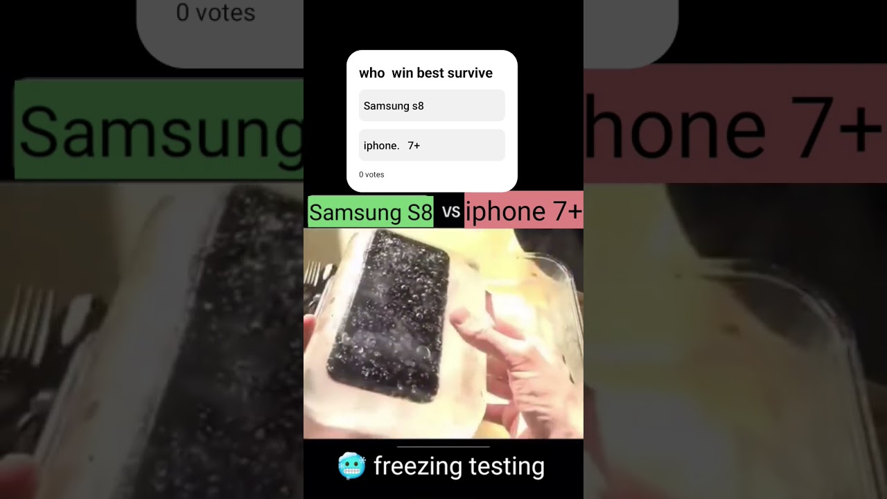 Samsung s8 vs iphone 7 + freezing 🥶 testing 