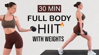 30 MIN FULL BODY Advanced HIIT - Intense Fat Burn + Build Muscles | With Weights | No Repeat