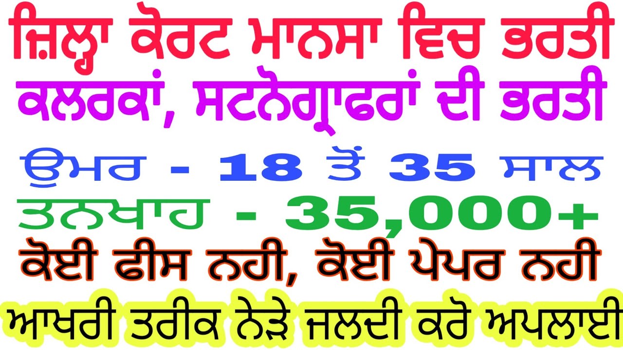 Mansa District Court Clerk Stenographer Post 2020 Mansa Court