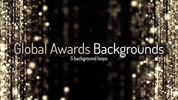 Global Awards Animated Looped Video Backgrounds Set with golden particles effects
