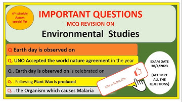 Environmental Studies || IMP  McQ on EVS  for Assam TET 2023 ||BTR TET||6th Schedule TET #assamtet