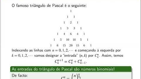 Vídeo 2.3 - Triângulo de Pascal