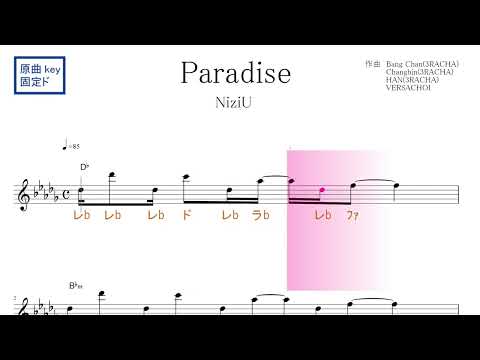 Paradise ( NiziU)니쥬 映画「ドラえもん のび太と空の理想郷（ユートピア）主題歌　原曲key固定ド読み／ドレミで歌う楽譜【コード付き】