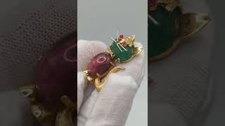 Vintage 1940's 18k Gold Cat Brooch with Ruby Eyes #shorts