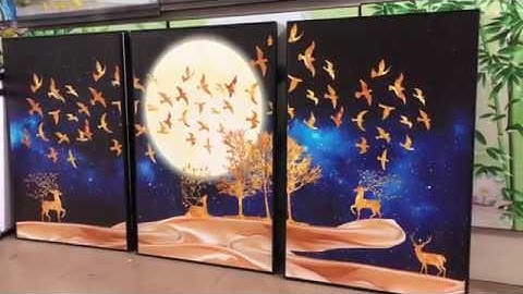 Tranh canvas giá rẻ đàn chim vàng trong rừng xanh - Amia.com.vn