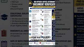 RBI OFFICE ATTENDANT RESULT ..LIST OF ESSENTIAL DOCUMENT NEED FOR DOCUMENT VERIFICATION...