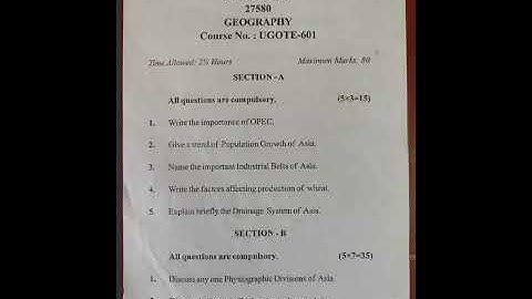 JAMMU University Sem 6 Geography paper