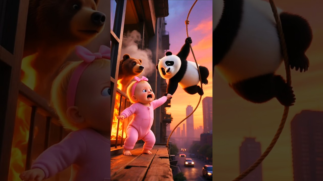 A Daredevil Panda Rescued A Kid From The Fired Building. 