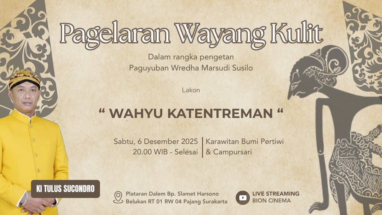 🔴 LIVE PERGELARAN WAYANG KULIT KI TULUS SUCONDRO LAKON 