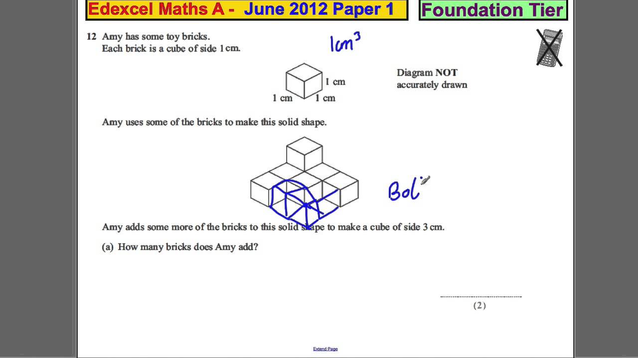 online math tutor jobs Q12 Edexcel GCSE Maths 1F June 2012