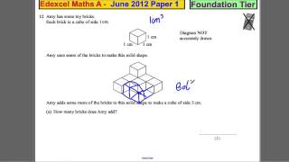 Q12 Edexcel GCSE Maths 1F June 2012 screenshot 2