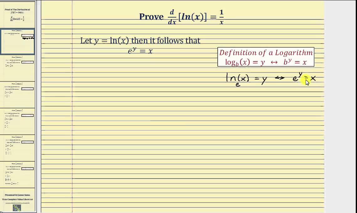 Proof The Derivative Of F X Ln X D Dx Ln X 1 X Implicit Diff Youtube Proof The Derivative Of F X Ln X D Dx Ln X 1 X Implicit Diff Youtube