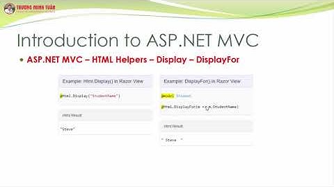 ASP.NET MVC (Lesson33) - ASP.NET MVC Với HtmlHelper Display, DisplayFor | TRUONG MINH TUAN