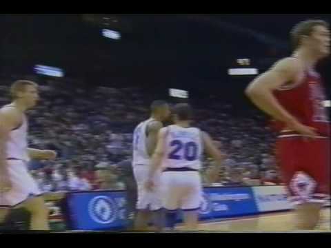 Juwan Howard throws it down viciously on Dennis Rodman with the foul