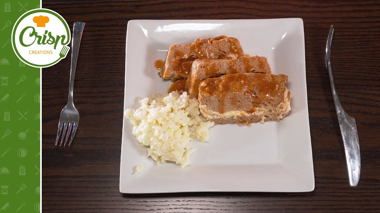 Mozzarella Stuffed Turkey Meatloaf with Cauliflower Mash